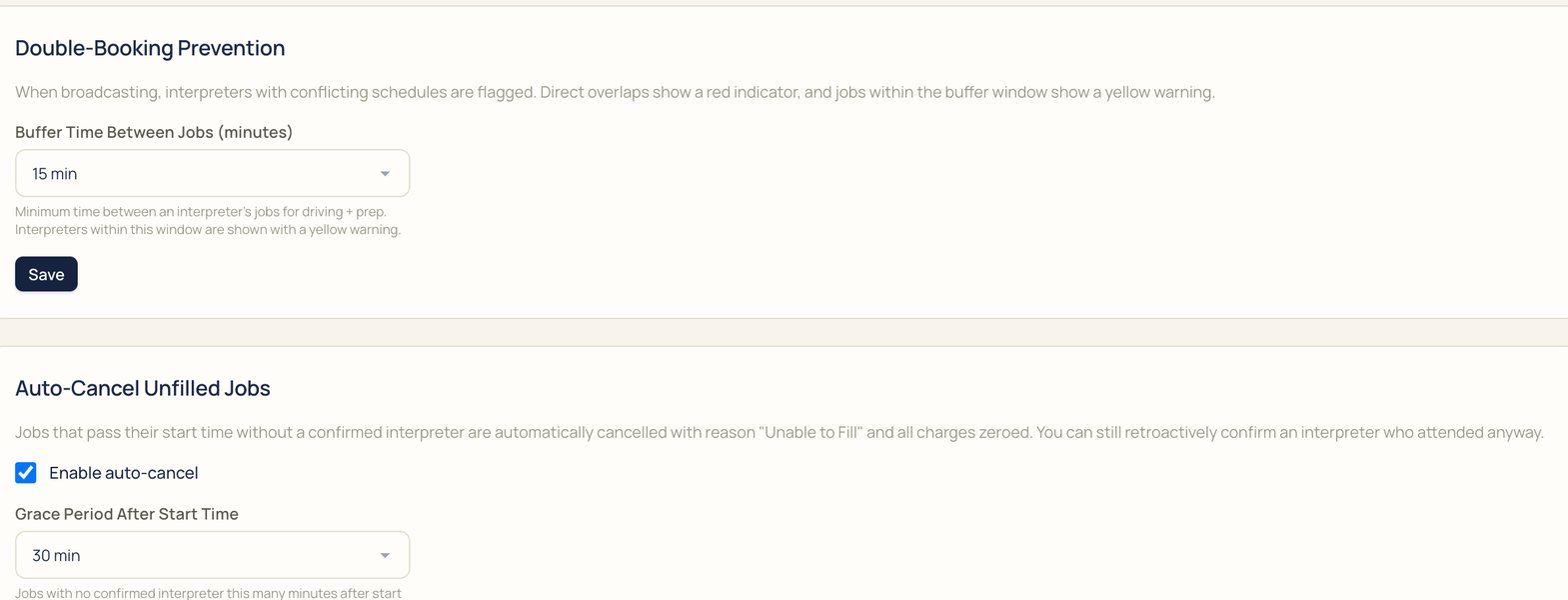 Automation settings in IMP