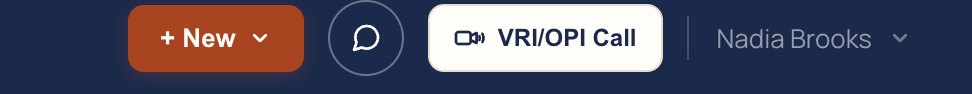 The top of IMP with the New button, the support button, and VRI/OPI Call