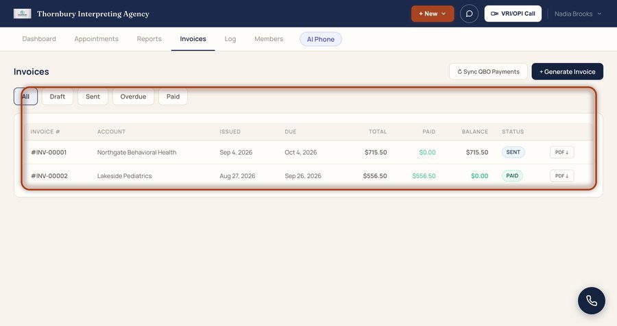 Help video frame: creating and sending invoices